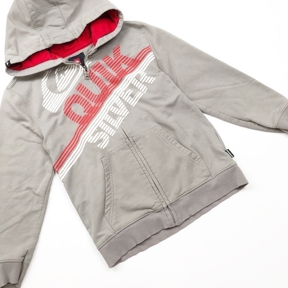Quiksilver gray zip up kids jacket with hood